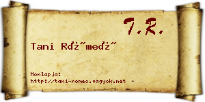 Tani Rómeó névjegykártya